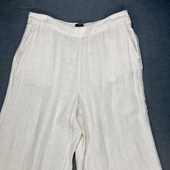 Tahari Linen Wide Leg Cropped Pants Women XL High Rise Pockets Cottage Core Boho - Picture 3 of 15